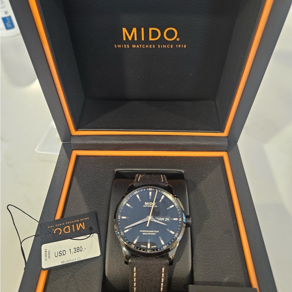 Mido Navy Dial Watch with Black Strap